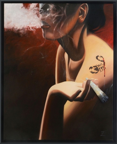 Eric Turlot, Toxique, Huile sur toile et technique mixte, 100 x 81 cm